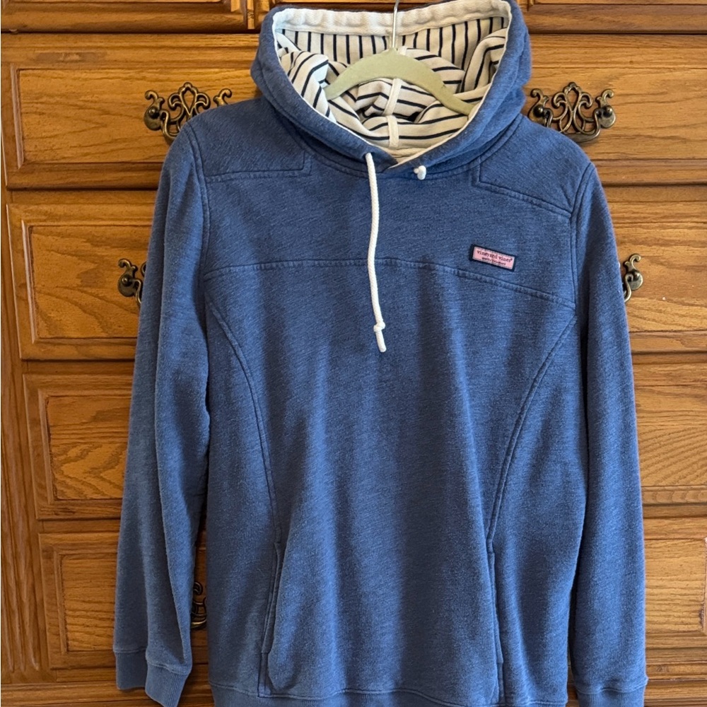 Vineyard Vines Navy Hoodie with Striped Hood